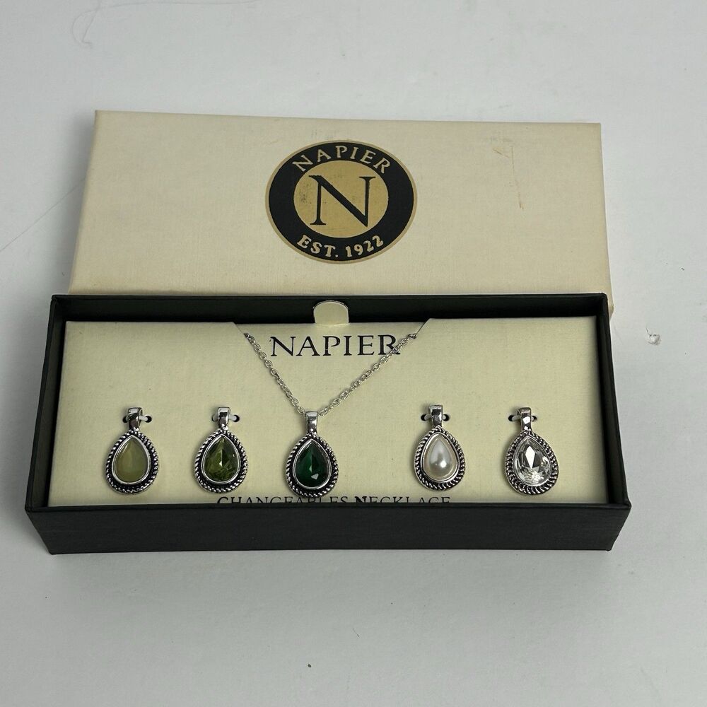 Lovely Napier Silver Tone Changeables Necklace 16in Fashion